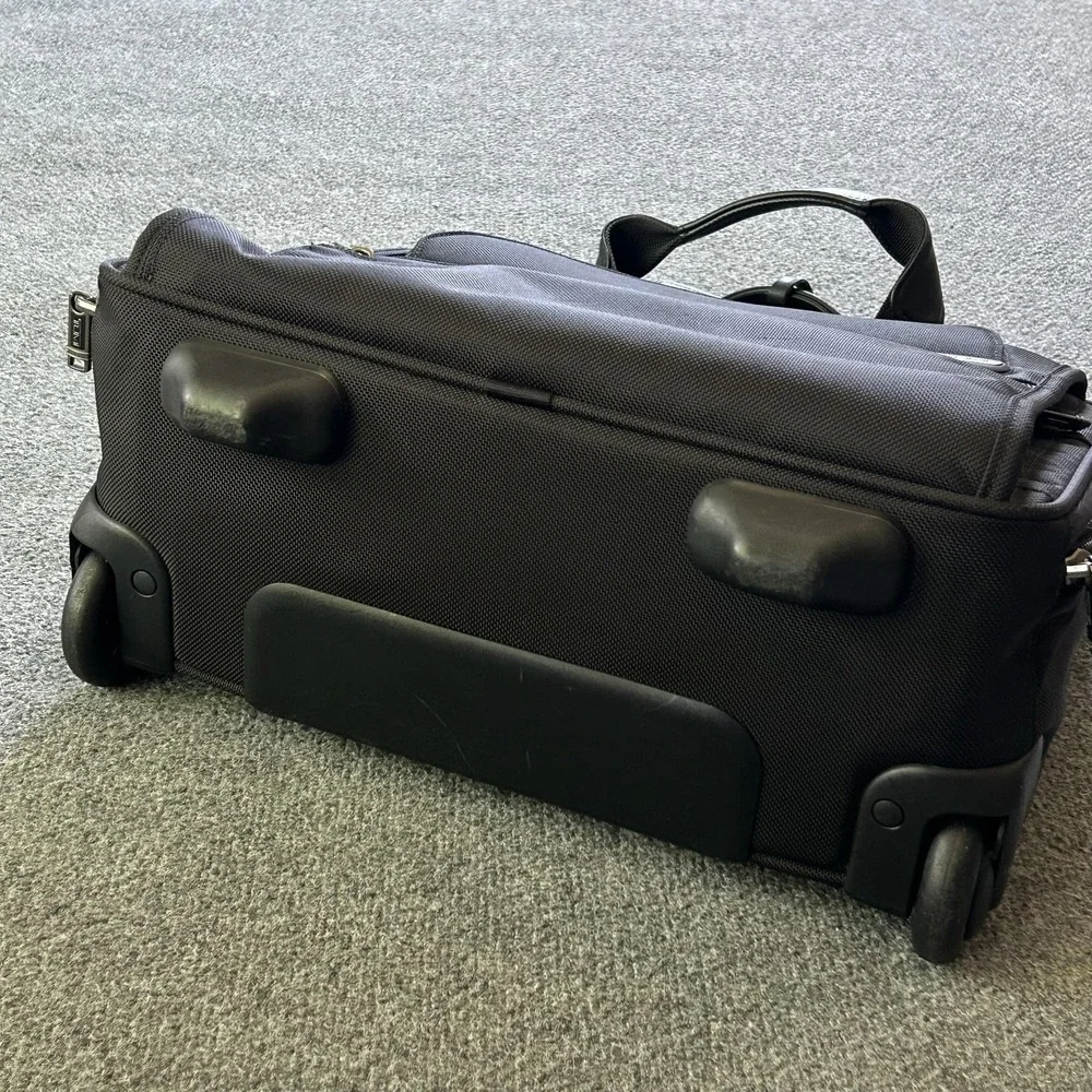 TUMI Alpha Wheeled Compact Computer Brief Black Ballistic Nylon Rolling 26102